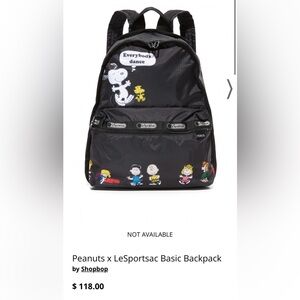 Peanuts x LeSportsac Black Backpack